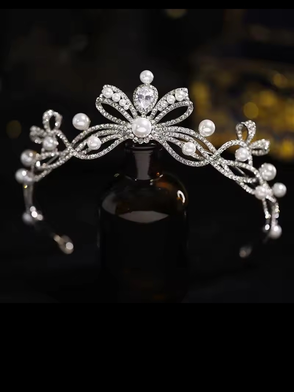 Silver Pearl and Crystal Bridal Tiara